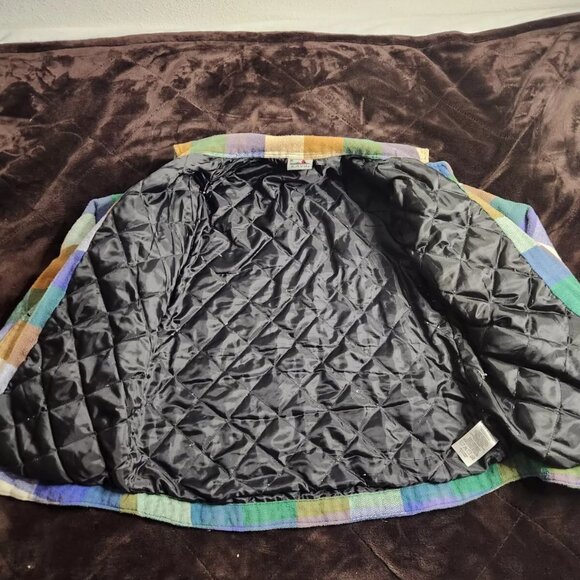 Women's Kavu Flannel Shirt Jacket Shacket Quilted Lined Colorful Button Up - M - Picture 4 of 9